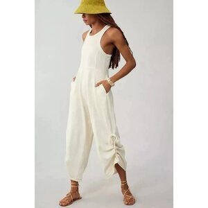 Daily Practice by Anthropologie Seamed Wide-Leg Jumpsuit Pearl S New